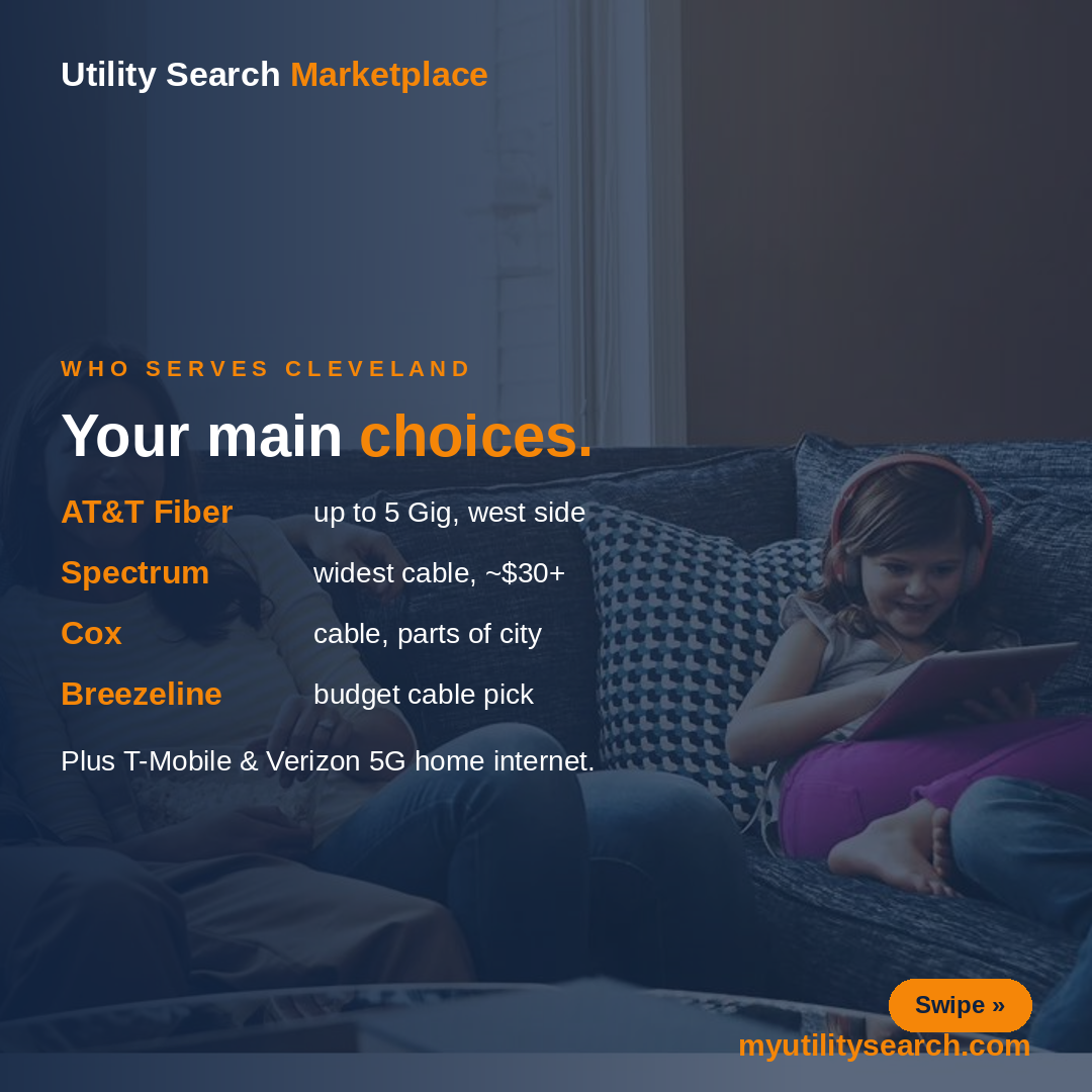 cleveland internet providers — AT&T Fiber, Spectrum, Cox and Breezeline compared 2026