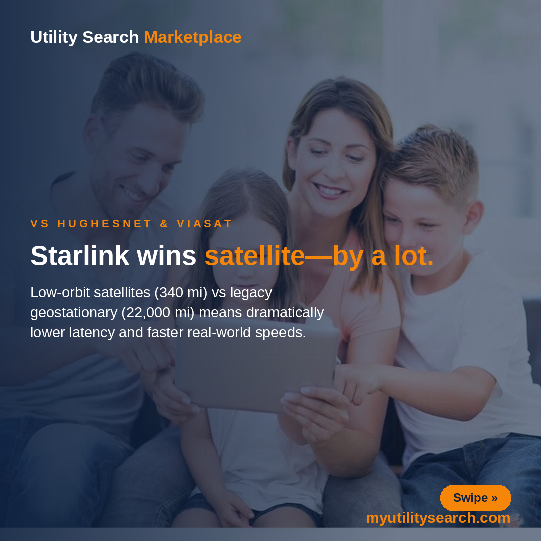 starlink satellite internet 2026 — lower latency than HughesNet and Viasat