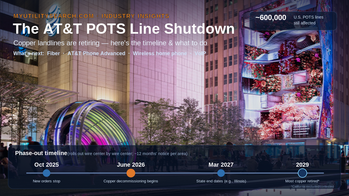 AT&T POTS line shutdown timeline: copper landline phase-out 2025-2029 and replacement options