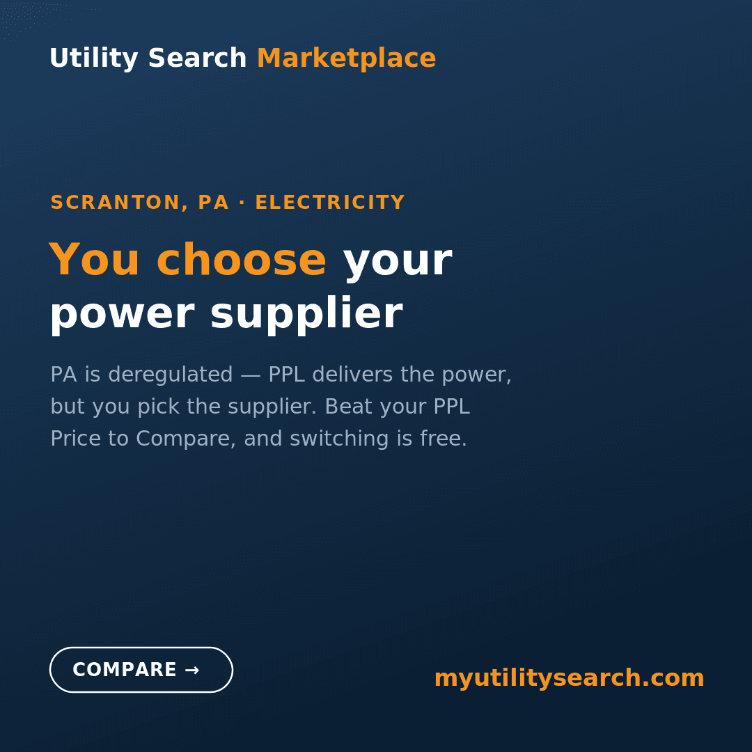 best electricity offers in Scranton PA 2026 — PPL delivers, compare suppliers against your Price to Compare
