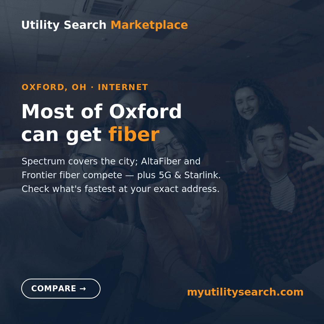 best internet offers in Oxford OH 2026 — Spectrum cable with AltaFiber and Frontier fiber compared