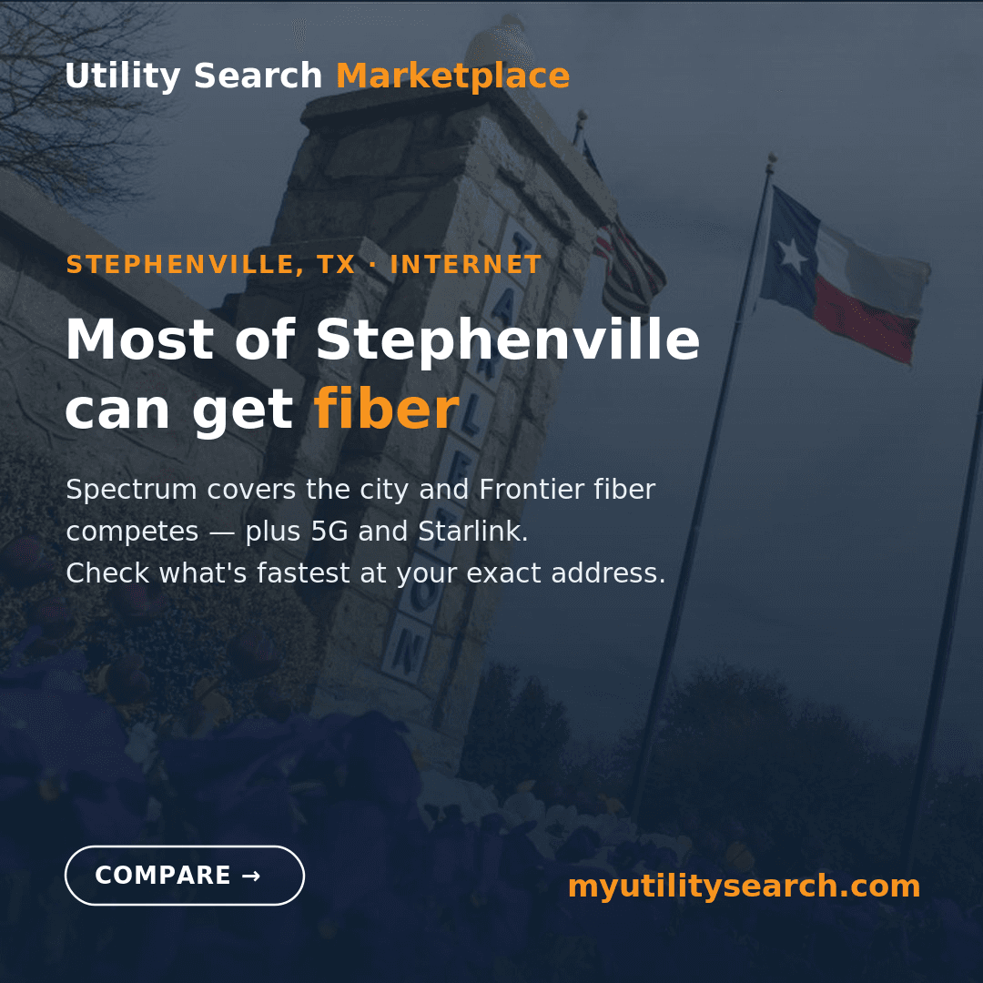 best internet offers in Stephenville TX 2026 — Frontier fiber and Spectrum compared