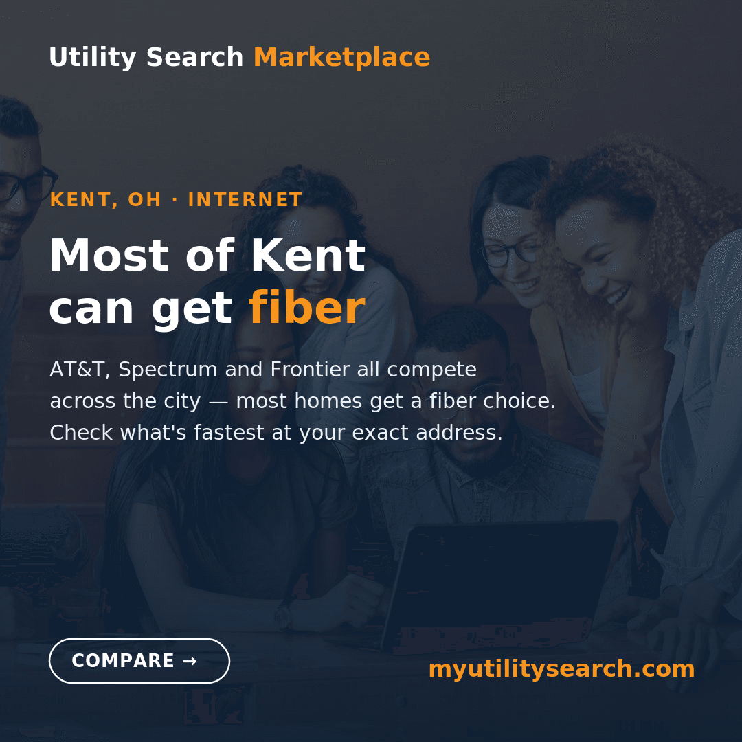 best internet providers in Kent OH 2026 — AT&T, Spectrum and Frontier fiber compared
