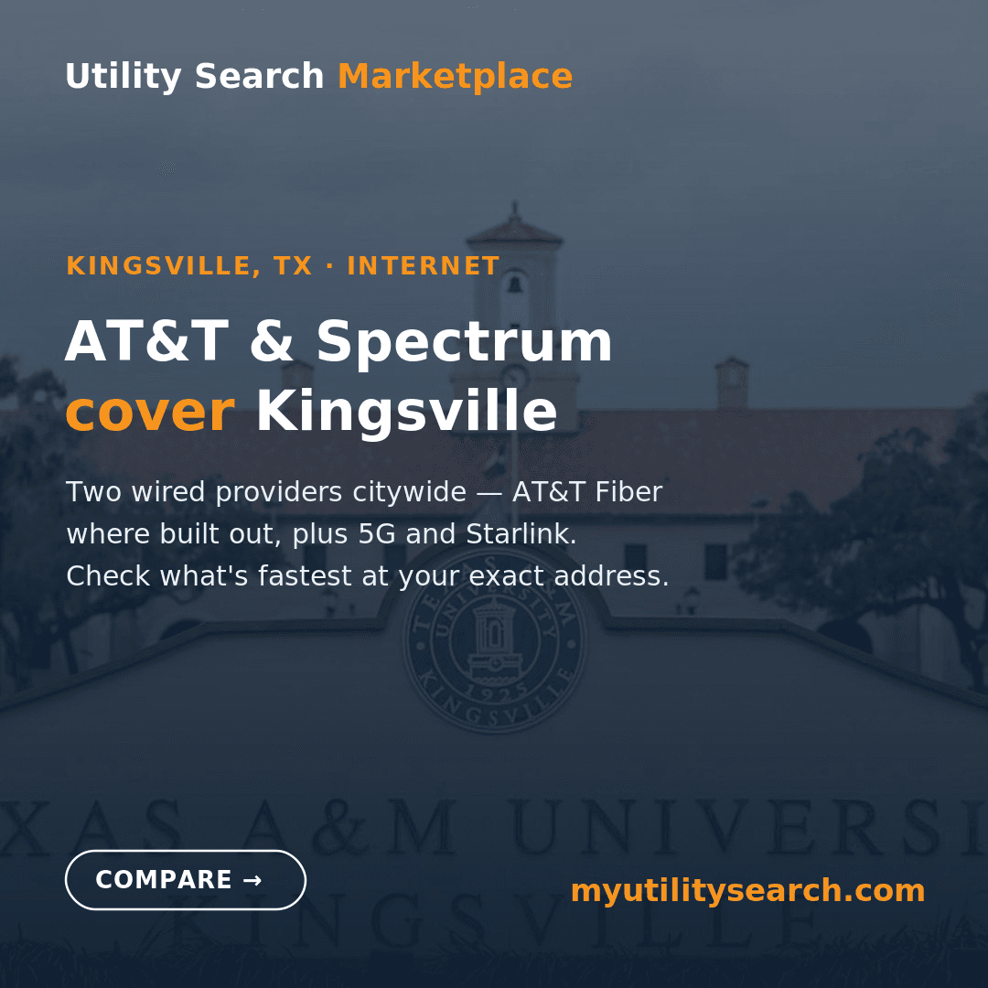 best internet providers in Kingsville TX 2026 — AT&T Fiber and Spectrum compared