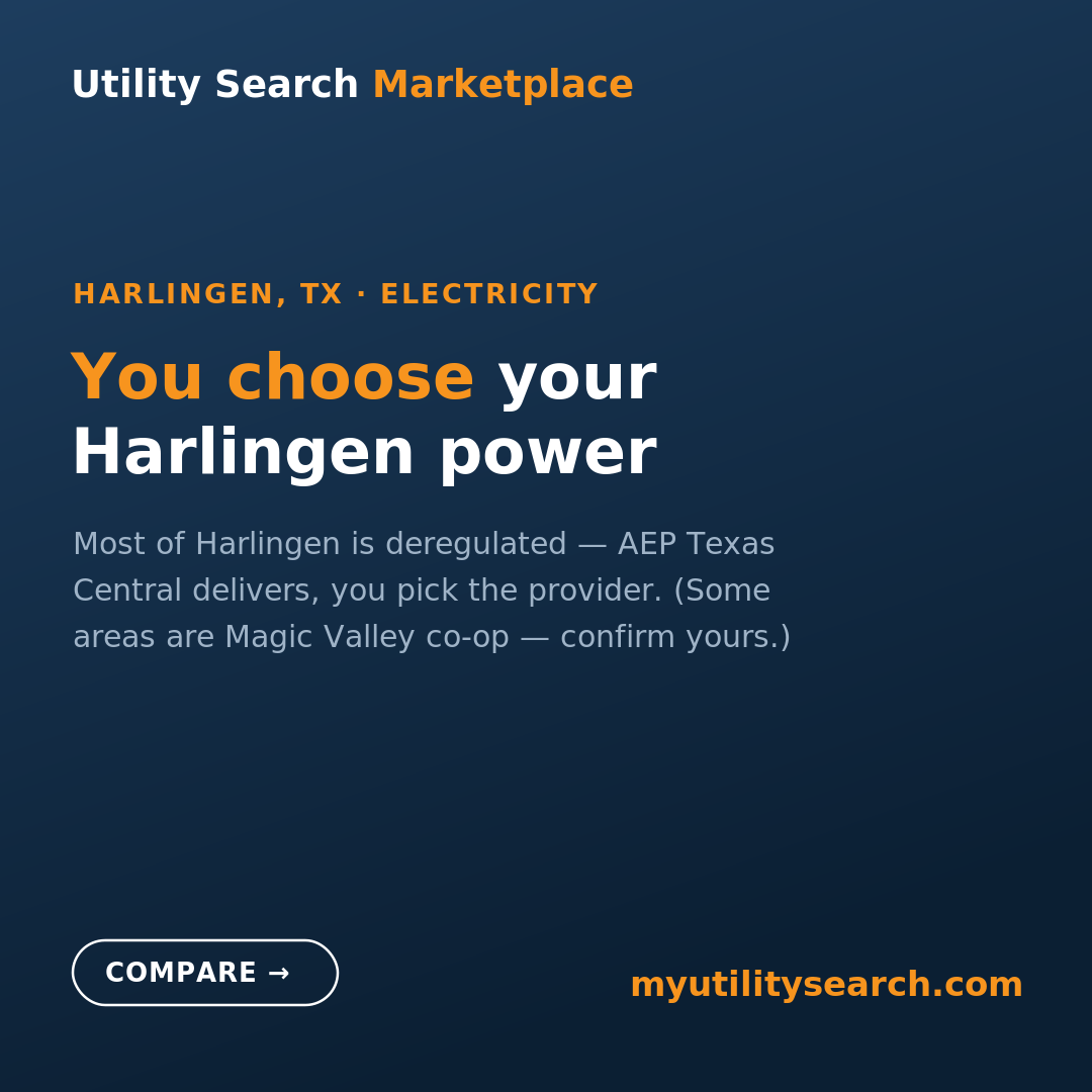 Harlingen electricity rates 2026 — compare deregulated plans and providers