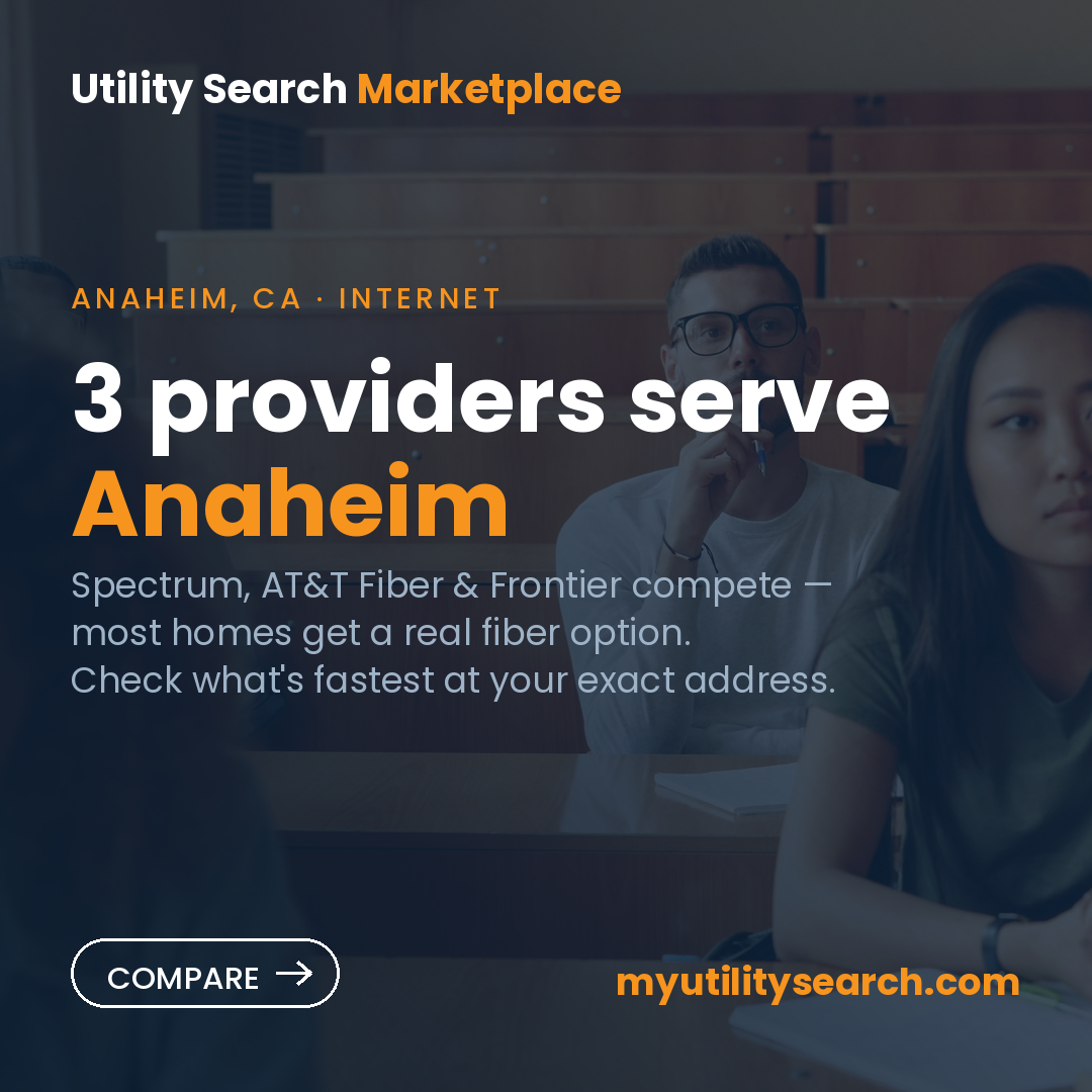 internet providers Anaheim — Spectrum, AT&T Fiber & Frontier compared 2026