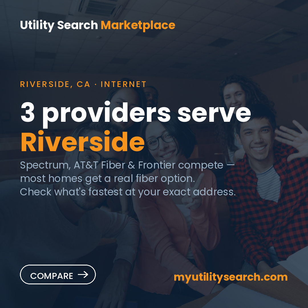 internet providers Riverside — Spectrum, AT&T Fiber & Frontier compared 2026