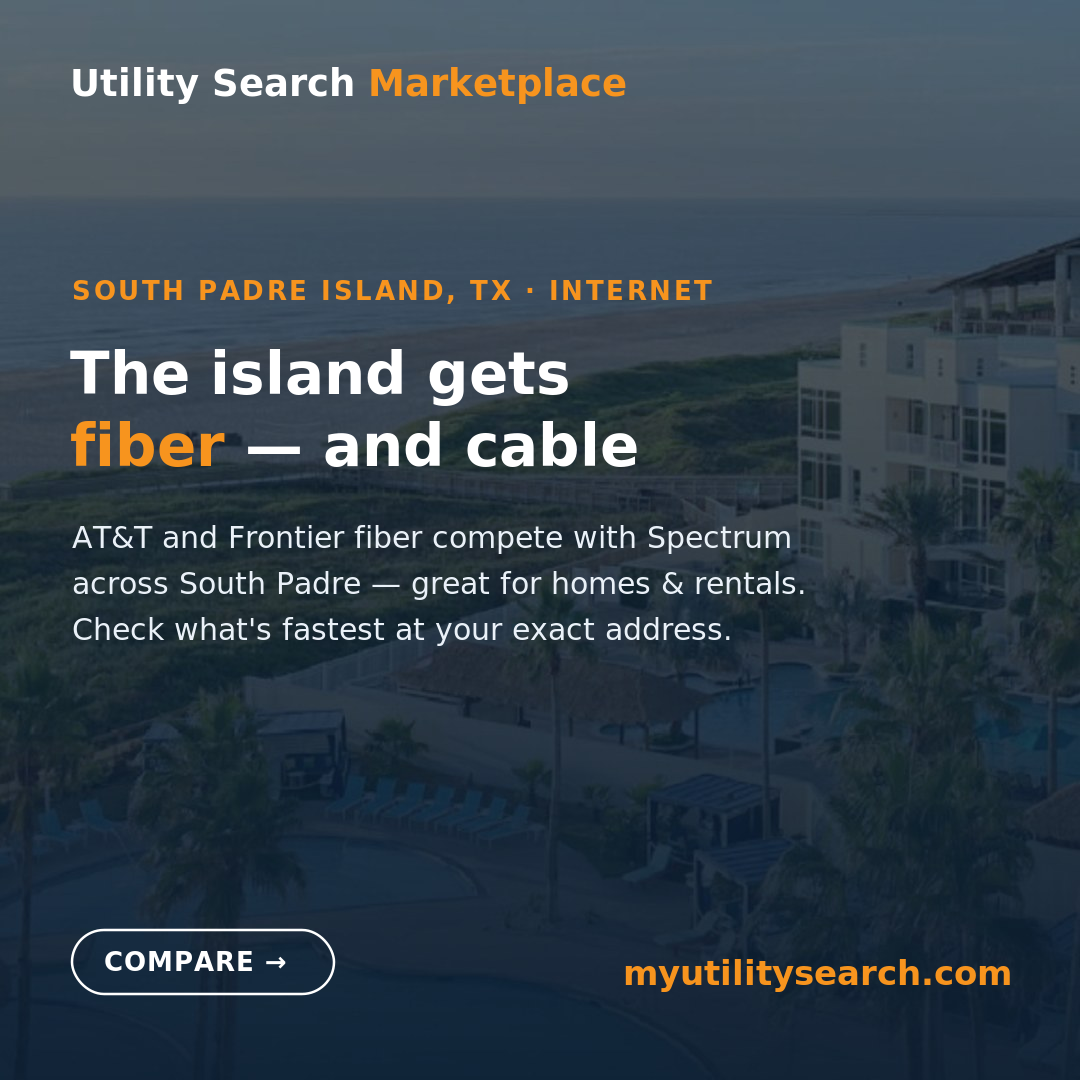 Internet providers on South Padre Island TX 2026 — AT&T and Frontier fiber with Spectrum cable, plus 5G home internet and Starlink compared
