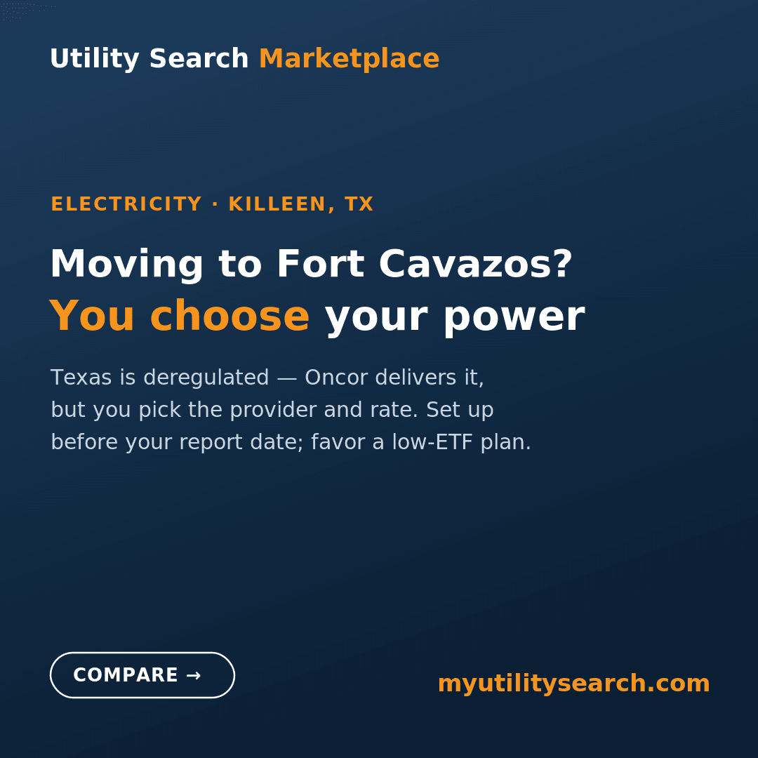 killeen electricity rates 2026 — compare deregulated Texas energy plans in the Oncor area near Fort Cavazos