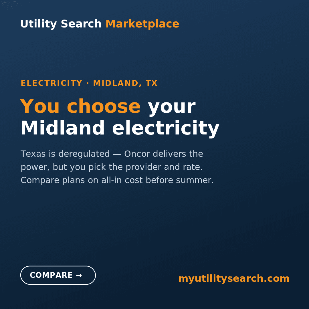 midland electricity rates 2026 — compare deregulated Texas energy plans in the Oncor area