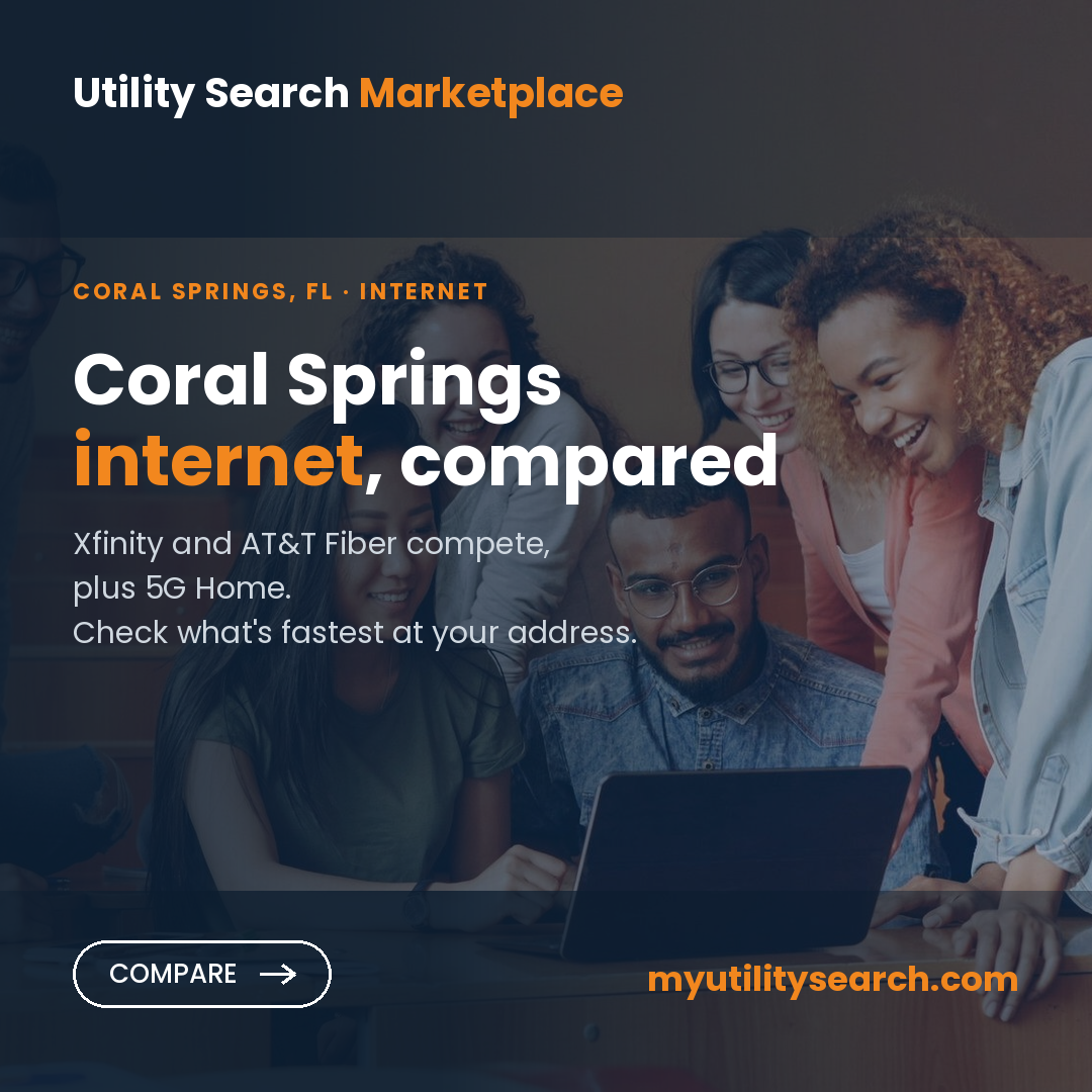 Internet providers Coral Springs — compare fiber, cable and 5G Home plans, speeds and prices