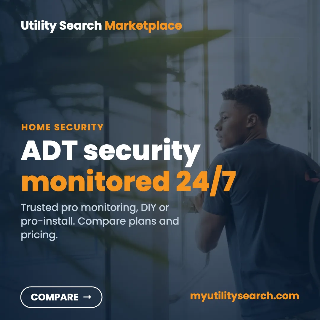 ADT home security review — 24/7 professional monitoring plans and pricing compared at myutilitysearch.com