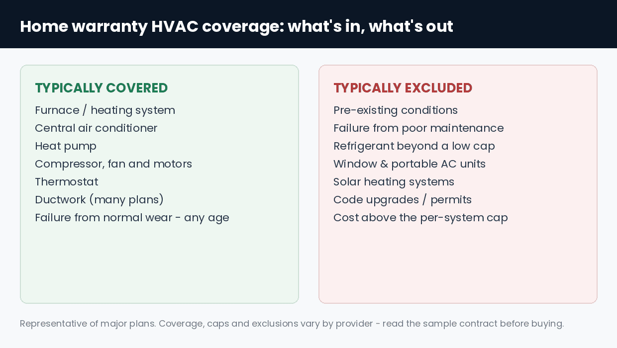 Does home warranty cover HVAC: what is covered versus excluded