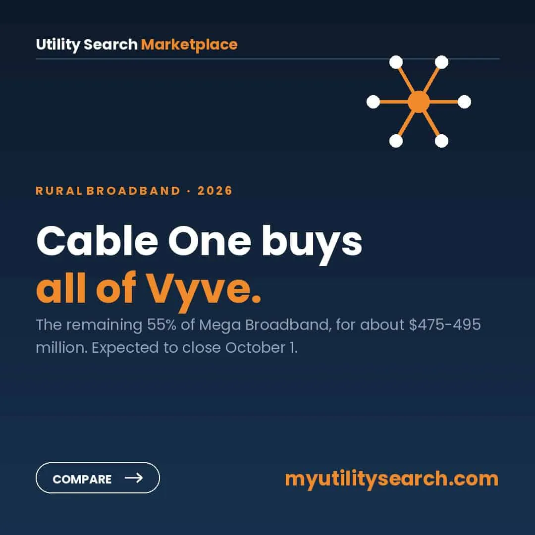 cable one vyve acquisition - Cable One buying the remaining 55% of Mega Broadband Investments, parent of Vyve Broadband