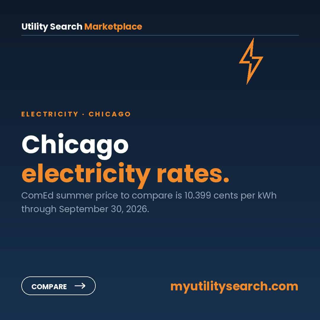 chicago electricity rates - ComEd price to compare of 10.399 cents per kWh for summer 2026