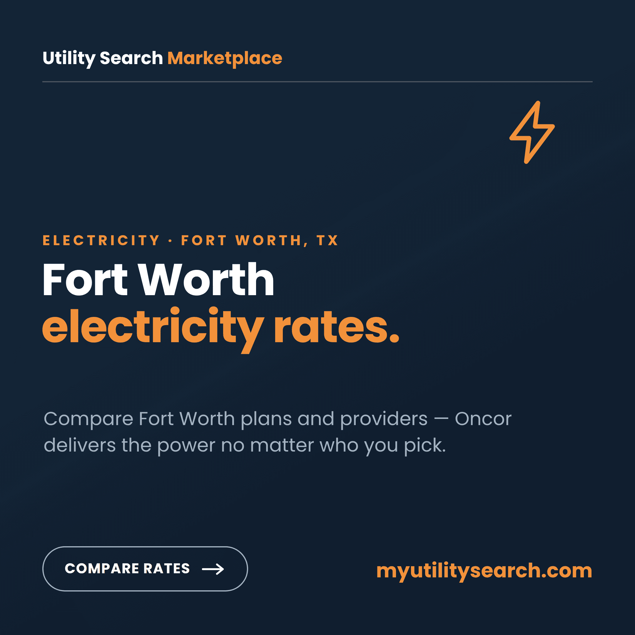 Fort Worth electricity rates comparison card compare plans and providers