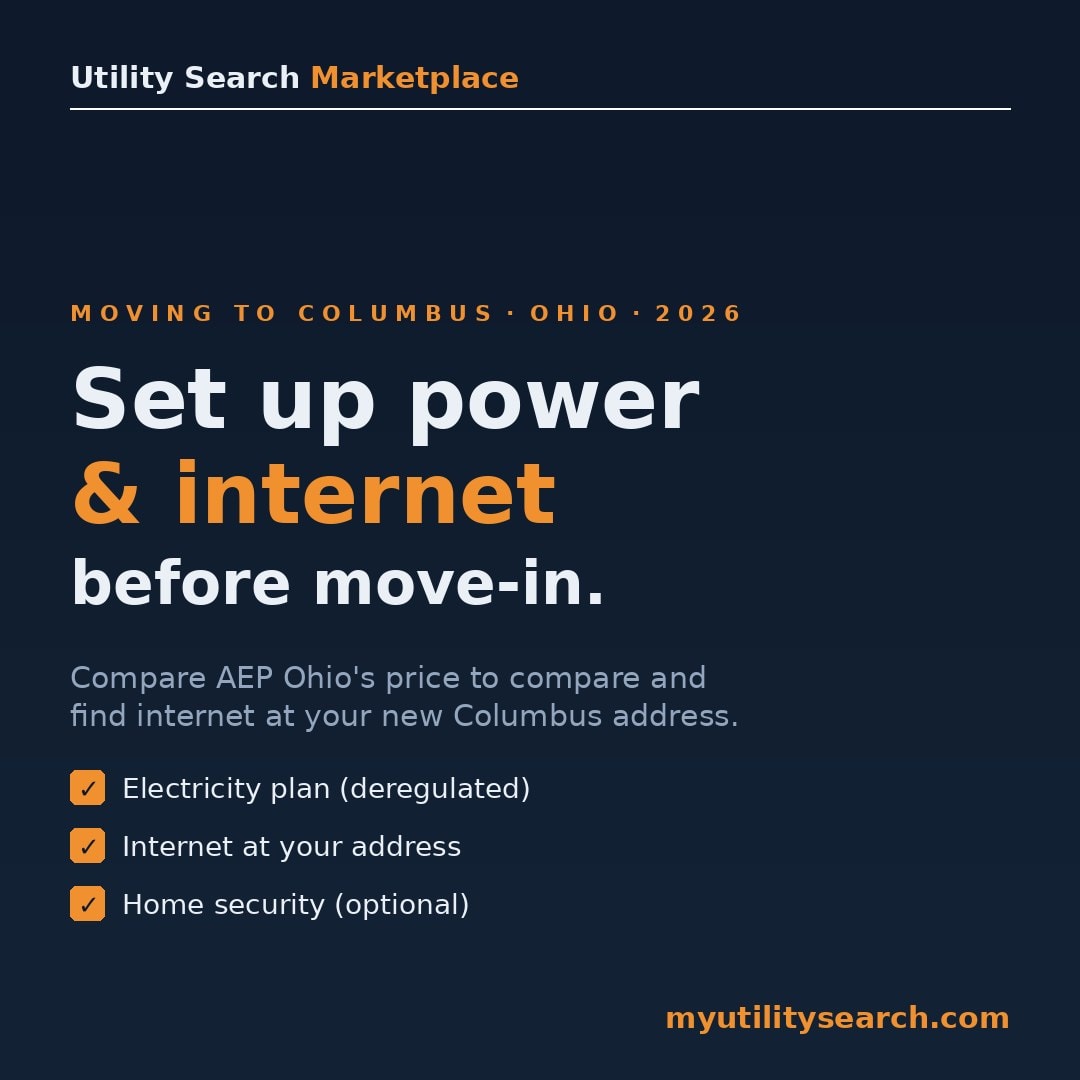Moving to Columbus, Ohio utility setup — compare electricity and internet by address