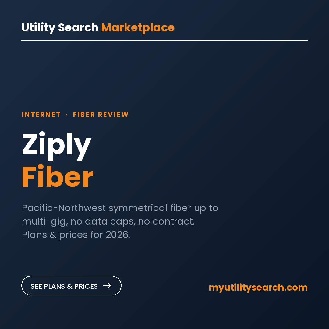 Ziply Fiber review card: Pacific Northwest symmetrical fiber, no data caps, no contract