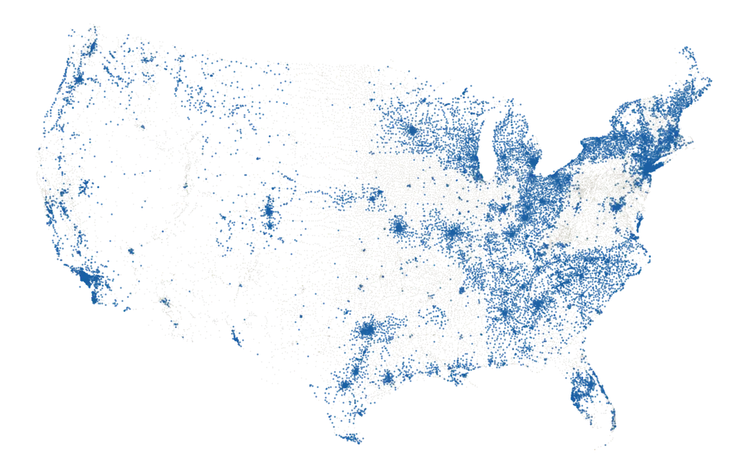 Spectrum internet ZIP-level coverage footprint map of the United States