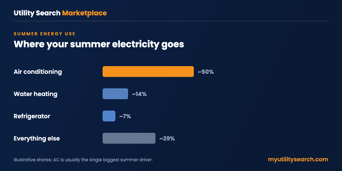 Where your summer electricity goes — air conditioning is about half of a summer AC bill