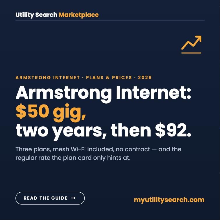Armstrong internet plans and prices 2026: $50 gig for two years, then about $92 regular rate