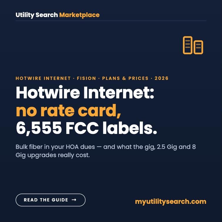 Hotwire internet Fision plans and prices 2026: bulk HOA fiber with no public rate card, upgrade prices from 6,555 FCC labels