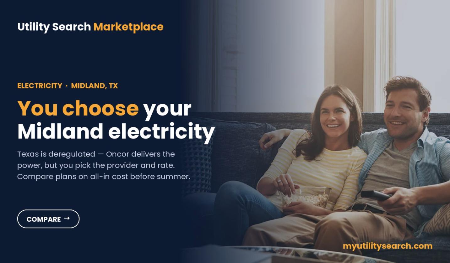 Midland electricity rates — you choose your provider in the deregulated Oncor area; family comparing plans at home