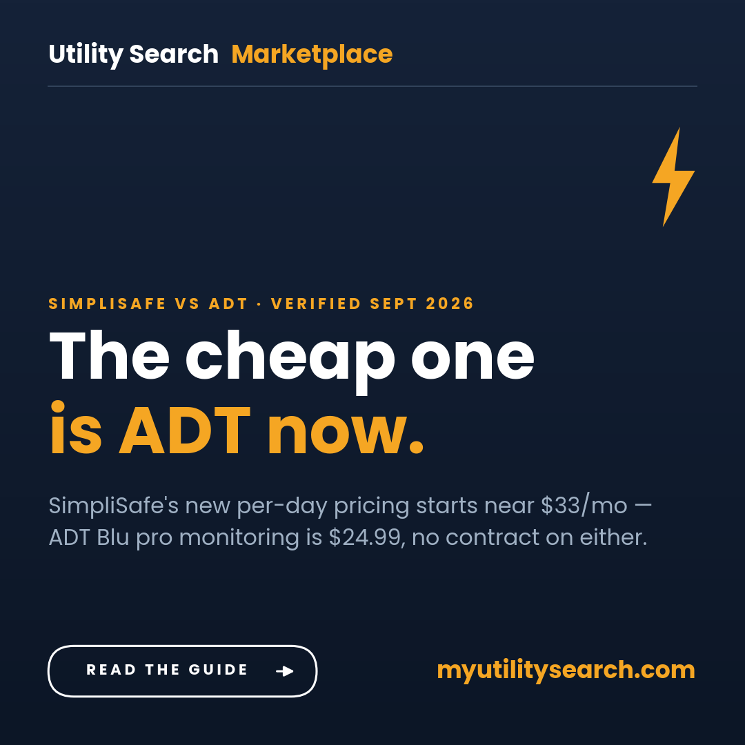 SimpliSafe vs ADT 2026 featured card: the cheap one is ADT now — verified September 2026 pricing